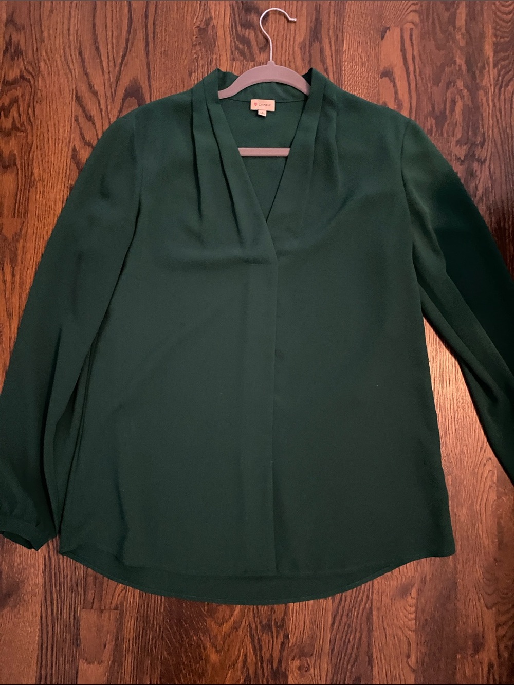 Daniel Cremieux Dark Green V-Neck Long Sleeve Blouse